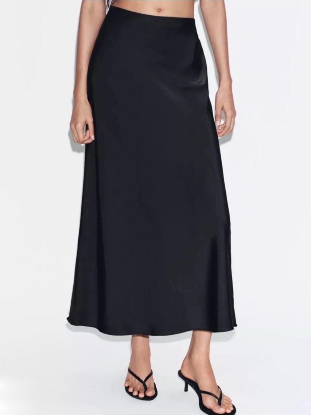 Zara Black Satin Maxi Skirt - Never Worn